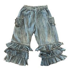 Missie Moosie ruffle denim pants (size 7/8)